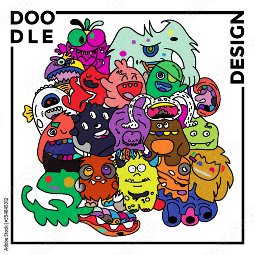 Colorful Cartoon Monster Doodles