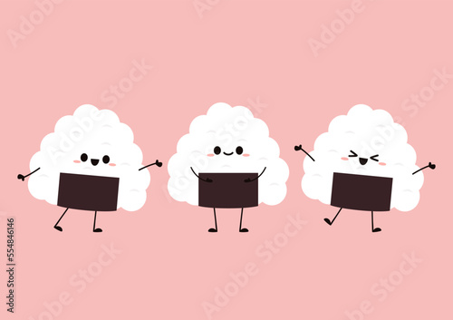 Onigiri vector. Onigiri on white background. Onigiri mascot.
