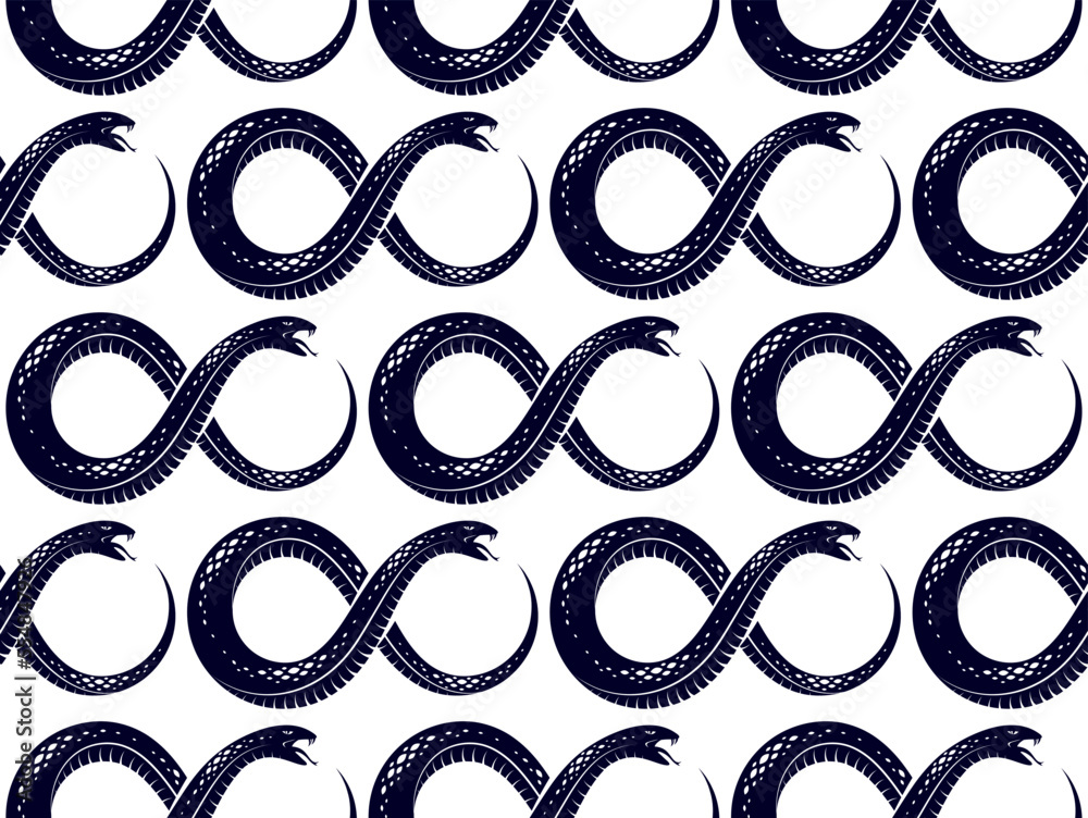 Snakes seamless background, vector dangerous venom serpents pattern ...