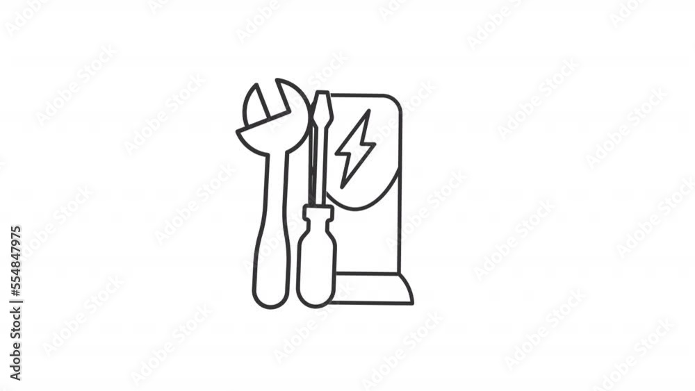 Animated maintenance linear icon. EV charging station installation. On-site repair. Seamless loop HD video with alpha channel on transparent background. Outline motion graphic animation Animated maintenance linear icon. EV charging station installation. On-site repair. Seamless loop HD video with alpha channel on transparent background. Outline motion graphic animation