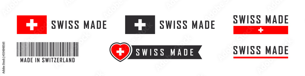 Swiss made. Made in Switzerland logo or labels. Switzerland product ...