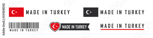 Made in Turkey logo or labels. Turkey product emblems. Vector illustration