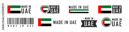 Made in UAE logo or labels. UAE product emblems. Vector illustration