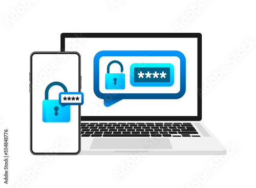 Two step authentication. 2fa -Two factor verification. Private access. Login to account