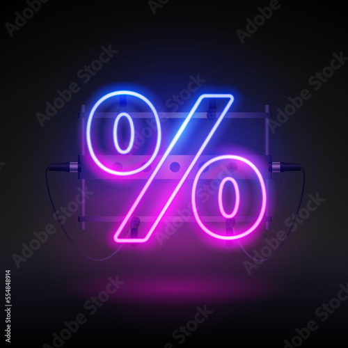 Glowing Neon Percent Sign
