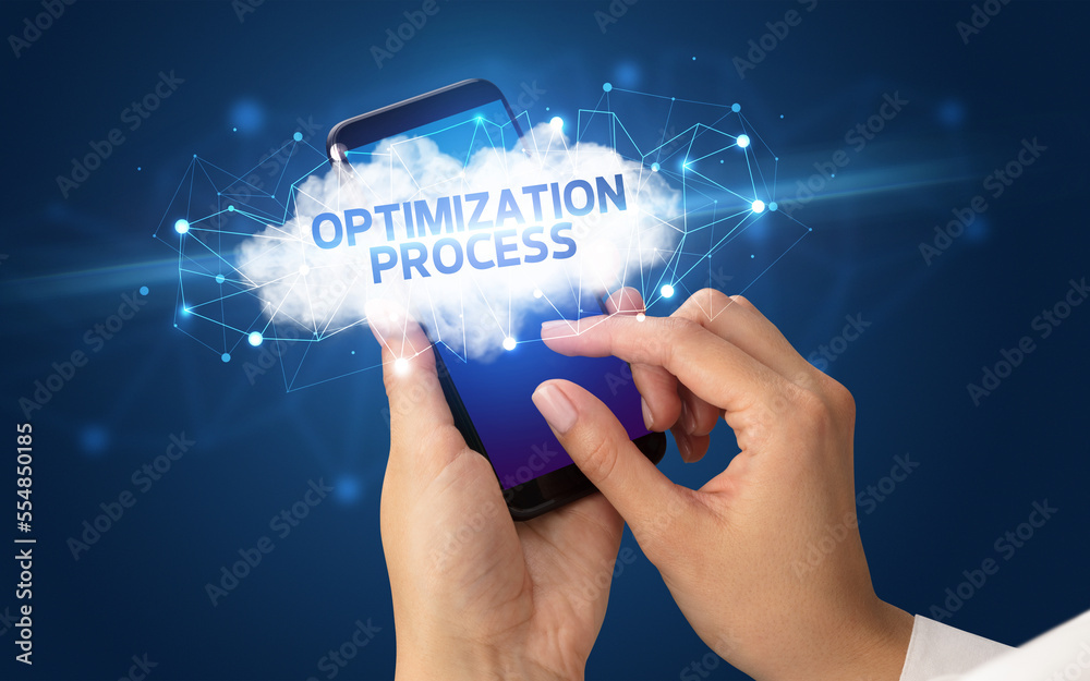 Obraz premium Hand using smartphone with cloud business concept