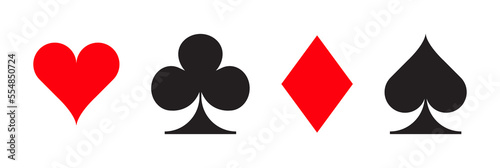 Poker playing cards suits vector symbols.