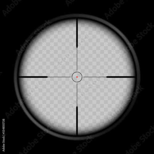 Gun viewfinder. Sniper scope on a transparent background. Vector illustration.