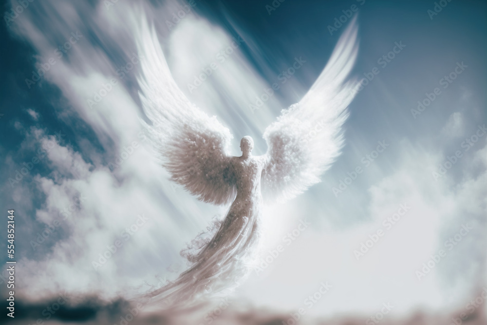 Angel made out of clouds in the sky , Ai generative illustration Stock ...