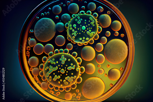 Colony of staphylococcus aureus bacteria, illustration photo
