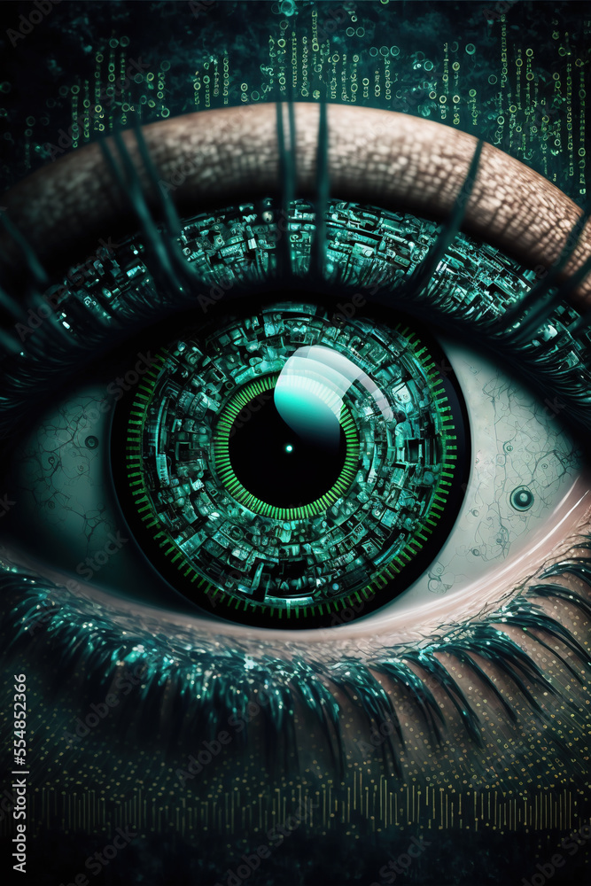 Digital bionic eye concept ,Ai generative illustration