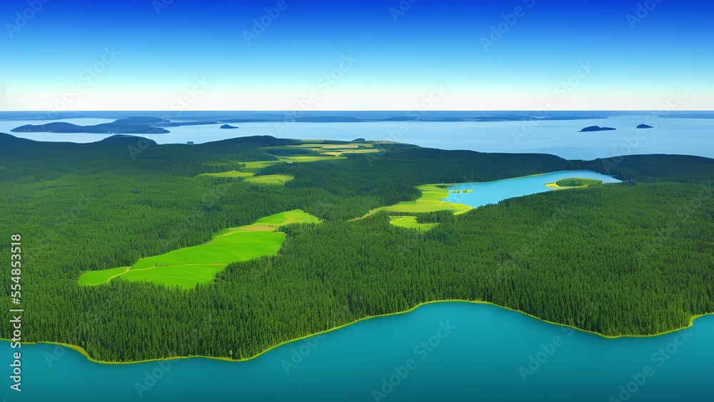 Generative AI,scenic view of sea against clear blue sky