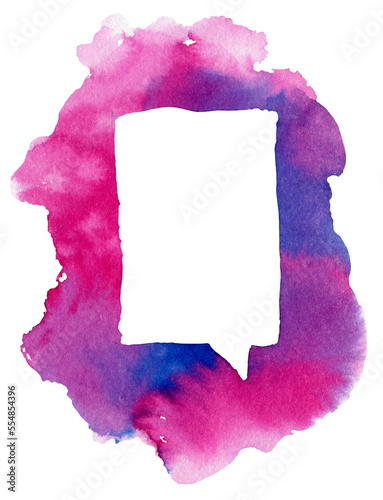 Watercolor speech bubble. Brush stroke frame.