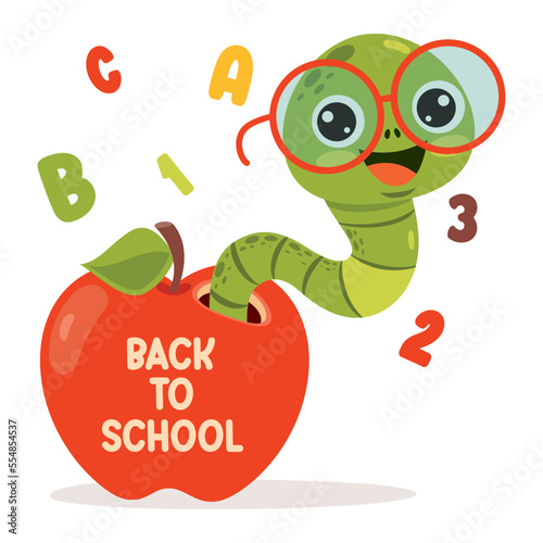 Education Illustration With Cartoon Worm