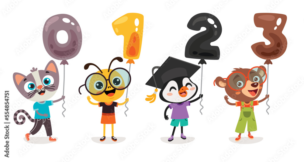 Education Illustration With Cartoon Animals