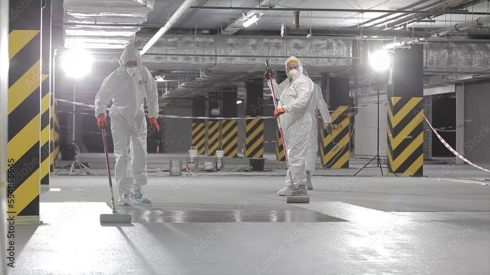 Video Stock Builders are making a polymer floor in the underground ...