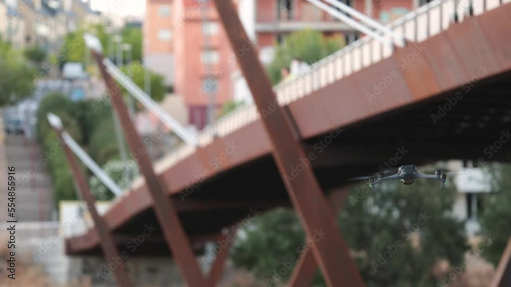 Remote surveillance of a bridge structure using a drone. Remote surveillance of a bridge structure using a drone.