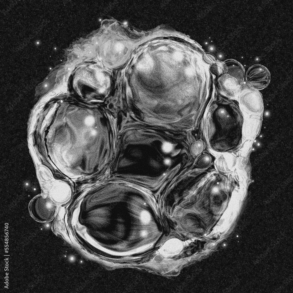 Black and white abstract blob science water bubble glass with vintage