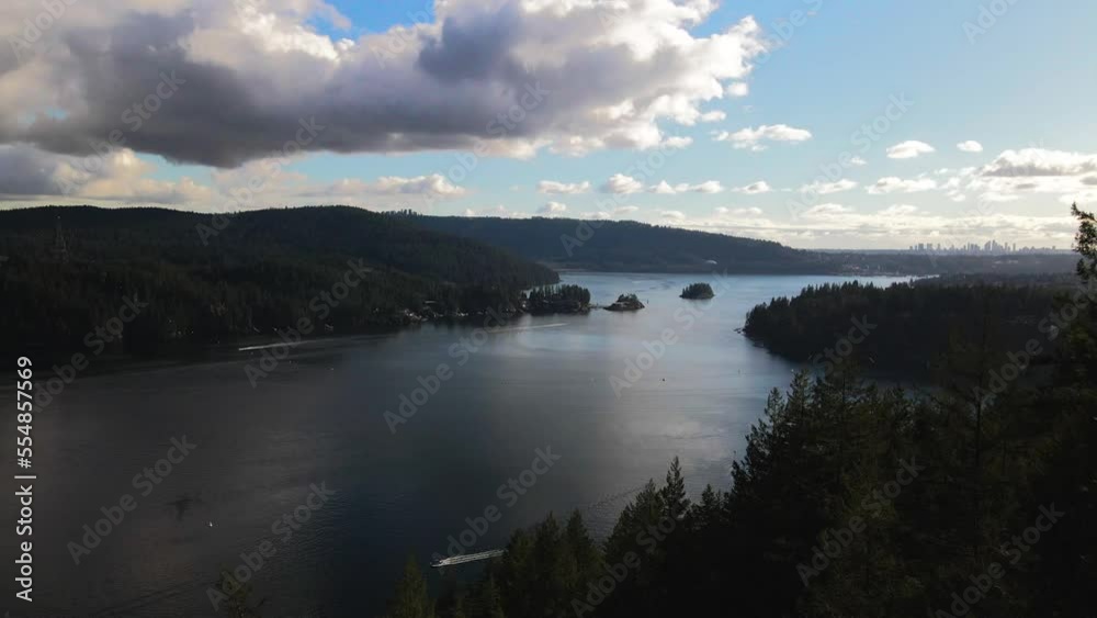 Beautiful Scenic View of the Indian River Inlet in Deep Cove, North Vancouver on a partly cloudy day Beautiful Scenic View of the Indian River Inlet in Deep Cove, North Vancouver on a partly cloudy day