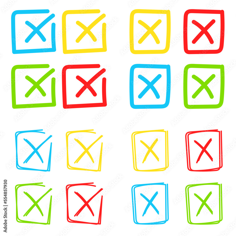Set of hand drawn Cross Mark Set of hand drawn Cross Mark