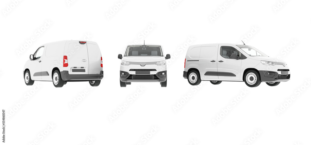 HiAce van PNG 3D Rendering set for Mockup, Delivery box truck advertising mockup, Cargo Express Van Vehicle, Pickup car on white background mock-up. It is easy ad  to this blank space