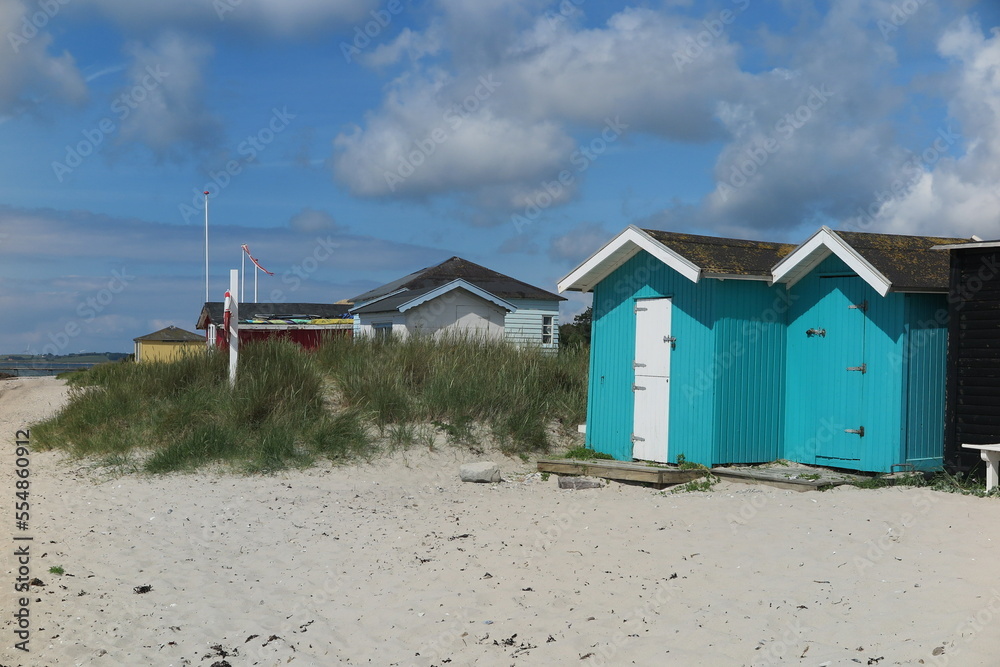Badehäuschen in Marstal, Insel Ærø, Dänemark Badehäuschen in Marstal, Insel Ærø, Dänemark