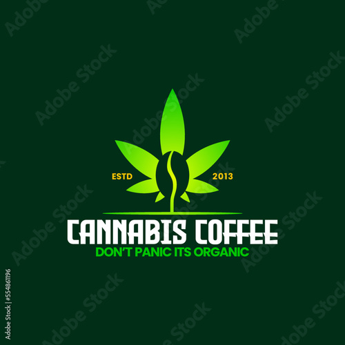 modern combination vector of cannabis with coffee bean icon suitable for coffee shop logo design inspiration