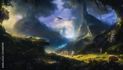 Fantasy landscape, surrealism. Tender and dreamy design, Generative AI © 4K_Heaven