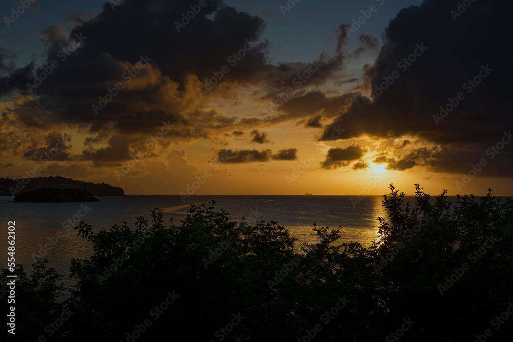 sunset at St. James Morgan bay at Saint Lucia Caribbean luxury island