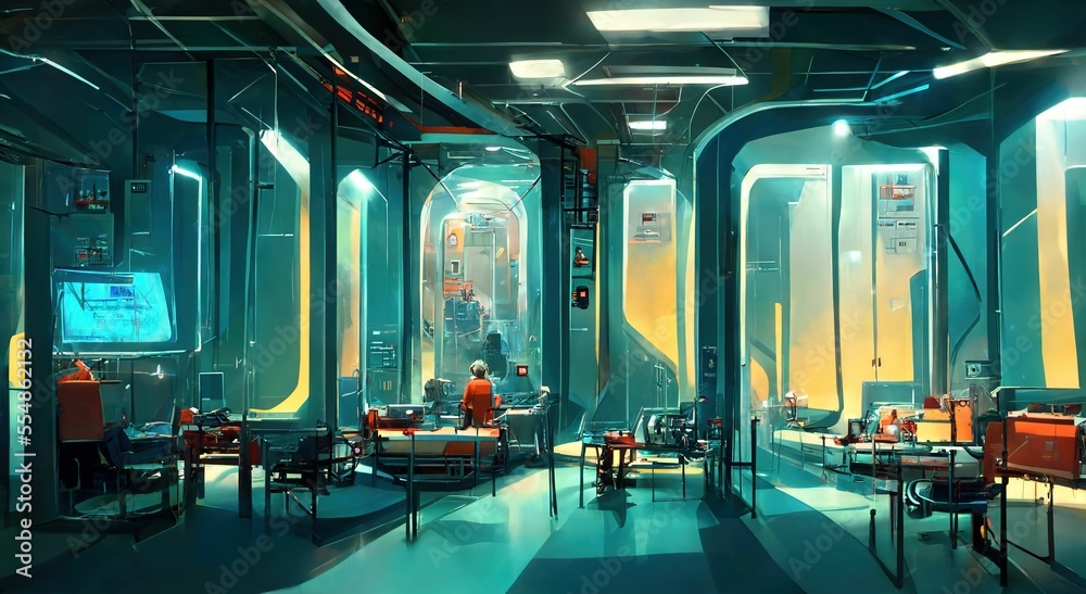 Scientific laboratory on space station. Technology background and