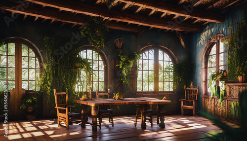 Beautiful living room interior with plants, Generative AI