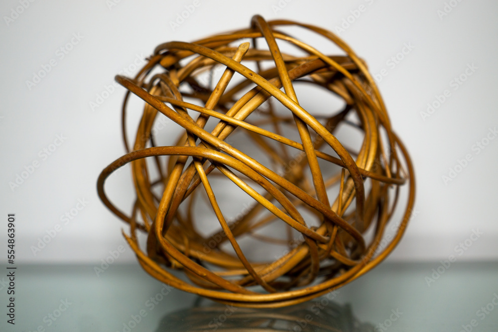 Brown ball of twigs and wire