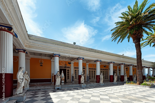 Back terrace of Achilleion palace of Empress of Austria Elisabeth of Bavaria, in Gastouri, Corfu, Greece photo