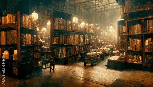 Interior of ancient library ,made with Generative AI