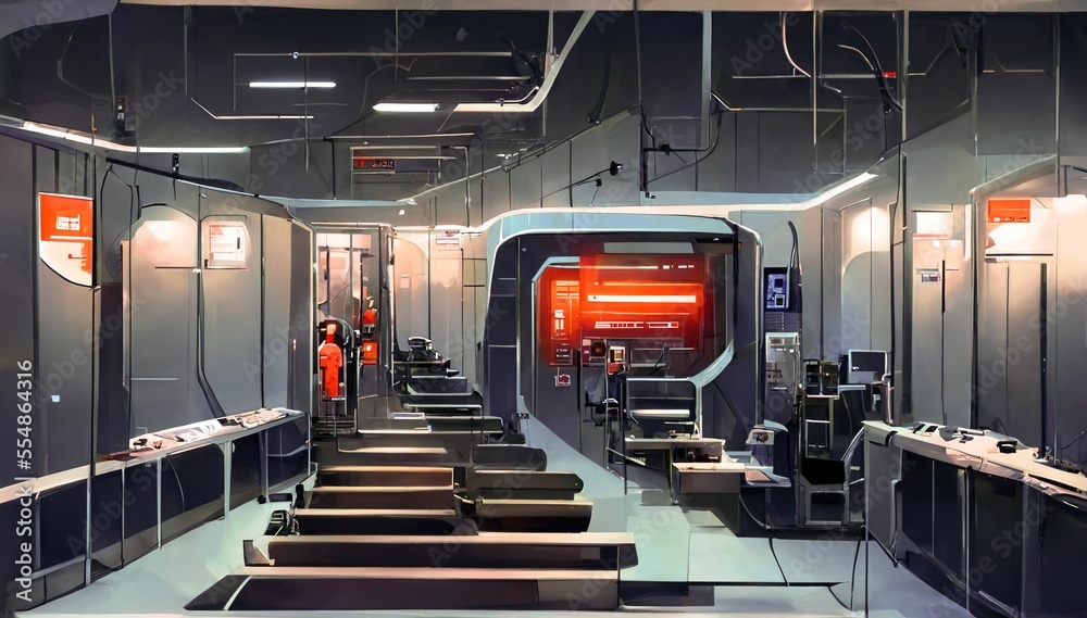 Scientific laboratory on space station. Technology background and