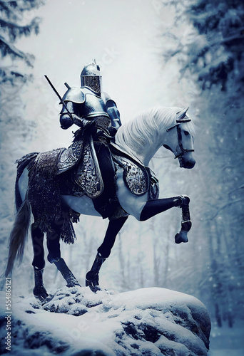 Portrait of medieval of a knight in armor on a horse ,made with Generative AI