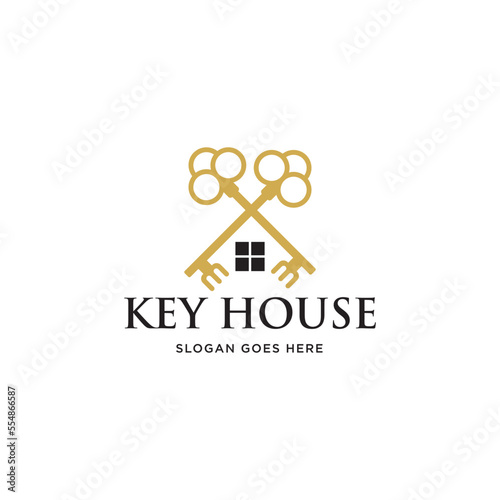 key house logo design inspiration for Real estate, simple key logo template. 