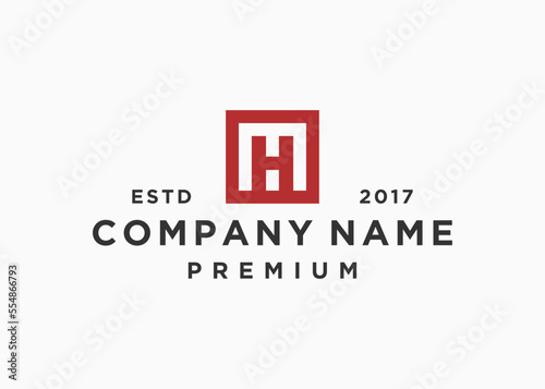 letter mh square logo design vector illustration template