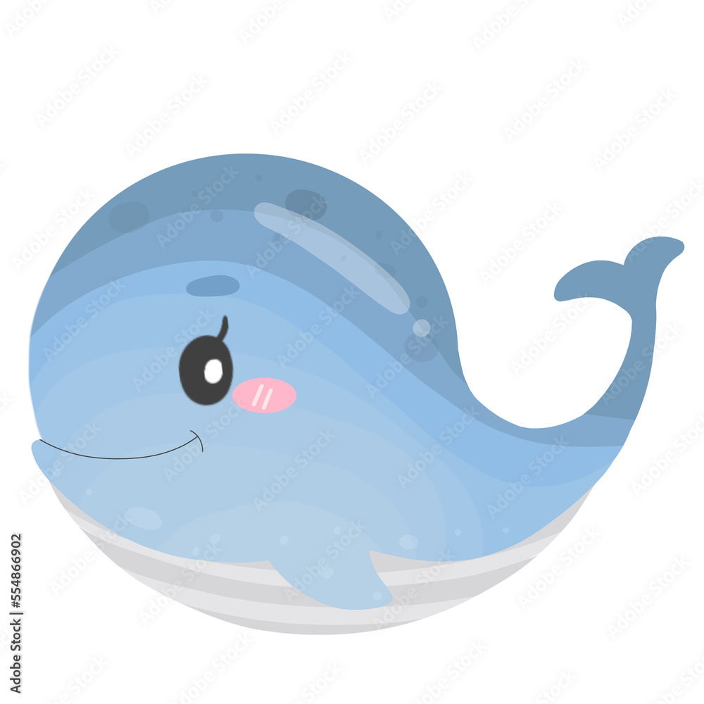 Obraz premium Cute whale cartoon, sea animal illustration