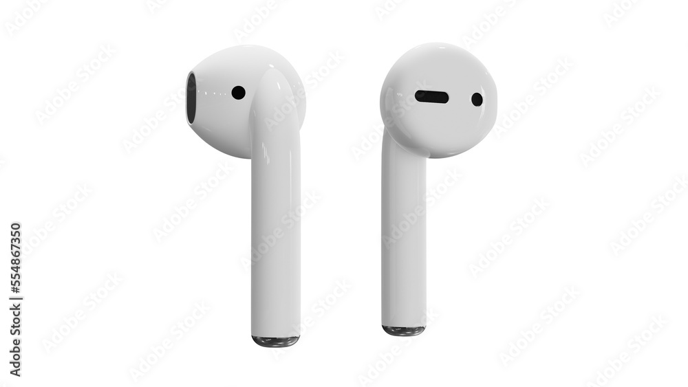 airpods on solated white, 3d renderiing of airpods PNG transparent  background Illustration Stock | Adobe Stock