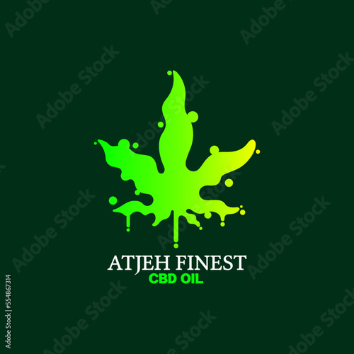 creative unique clean colorful modern combination of cannabis with oil drop icon symbol character suitable for cannabis science technology lab, medical medicine cannabis industry logo design