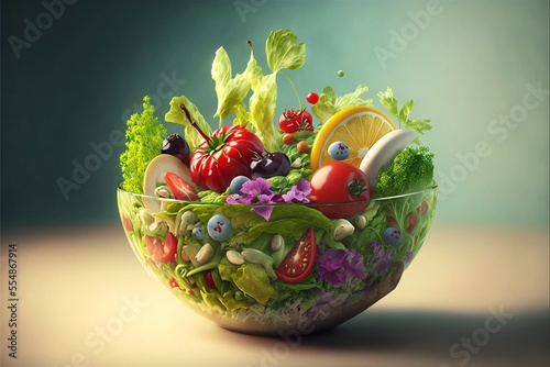 Belle salade dans un bol photo