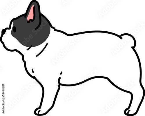 Simple and cute illustration of French Bulldog in side view