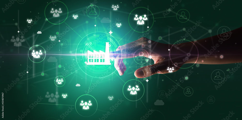 Businessman hand pressing stock graphic information on multitouch screen Businessman hand pressing stock graphic information on multitouch screen