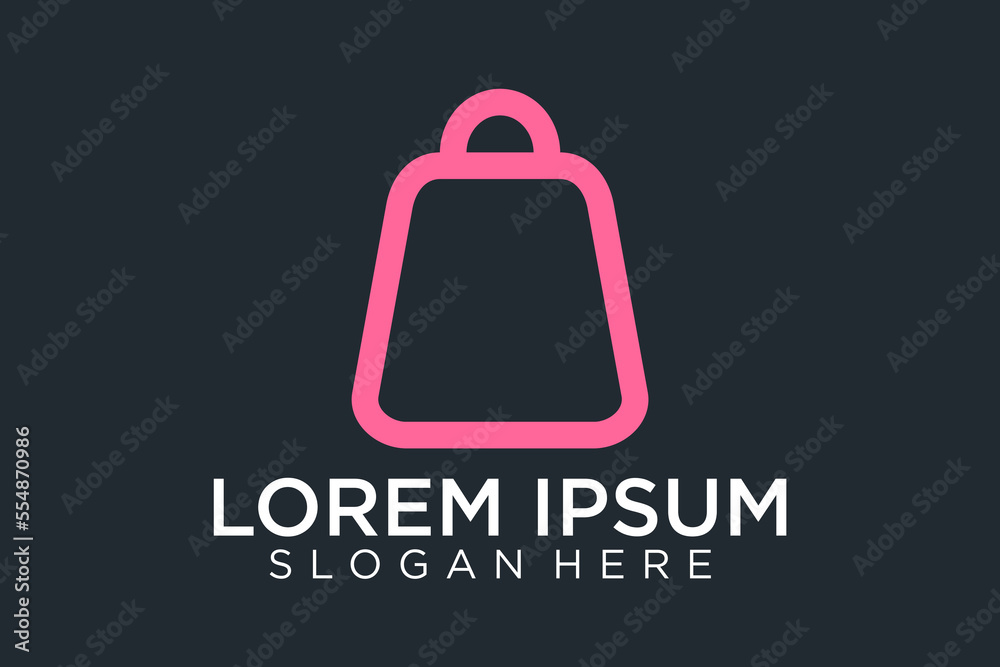 Shopping bag icon for online shop business logo with text Shopping bag icon for online shop business logo with text