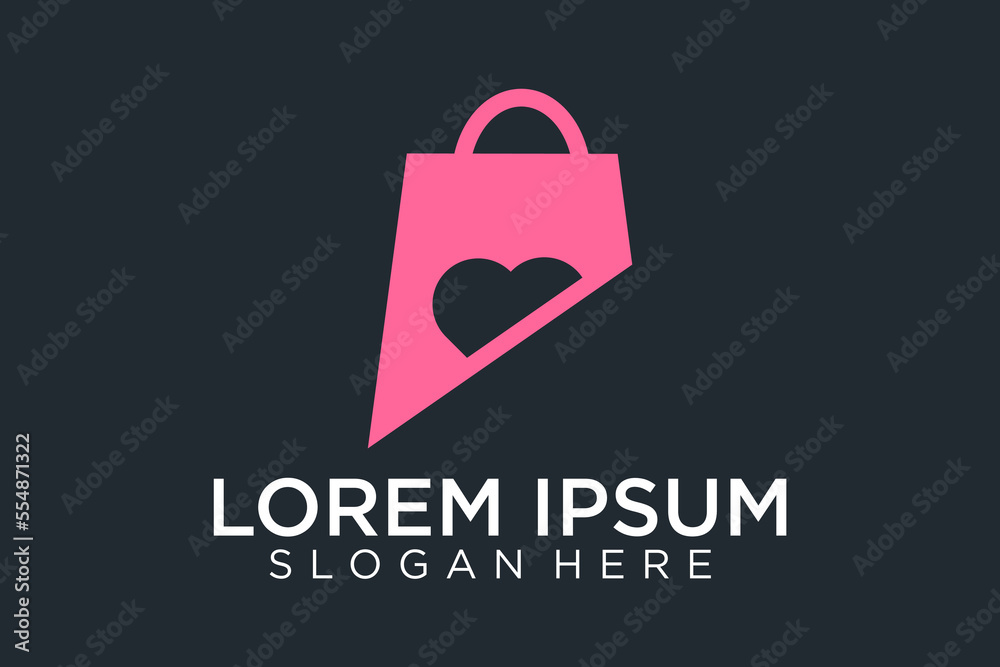 Love shopping logo template illustration