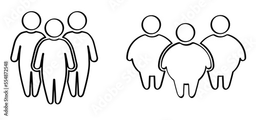 Diet scale or weighing scale. Balance concept. Vector fitness sport pictogram. Bathroom weight scale icon. World diabetes day. People on unhealthy with overweight, obesity problem. Fat, calories.