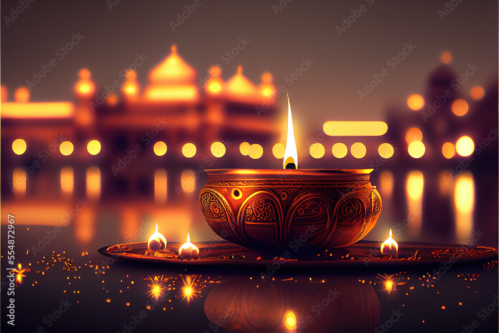 Candles of Diwali the festival of lights , most important festivals within Hinduism. generative