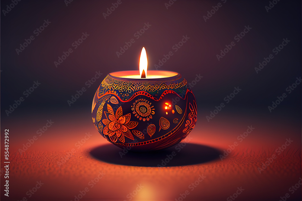 Candles of Diwali the festival of lights , most important festivals within Hinduism generative