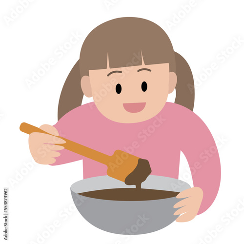 チョコレートを作る女の子のイラスト